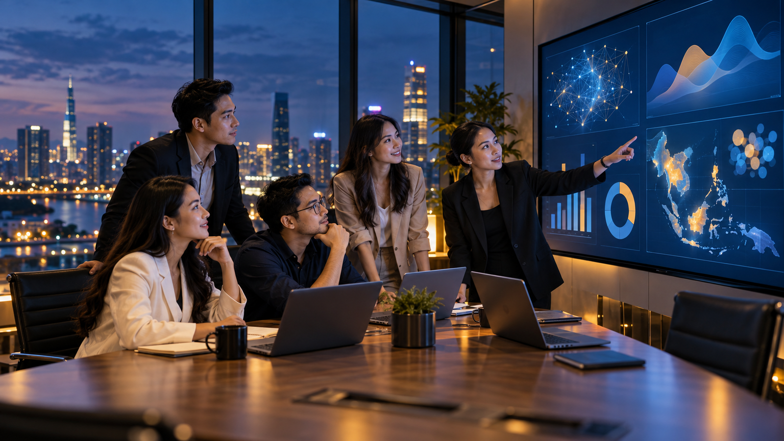Đội ngũ marketing xây dựng chiến lược quảng cáo và ứng dụng AI tại doanh nghiệp Đông Nam Á