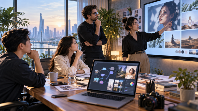 Đội ngũ marketing xây dựng creative bằng công cụ tạo ảnh AI
