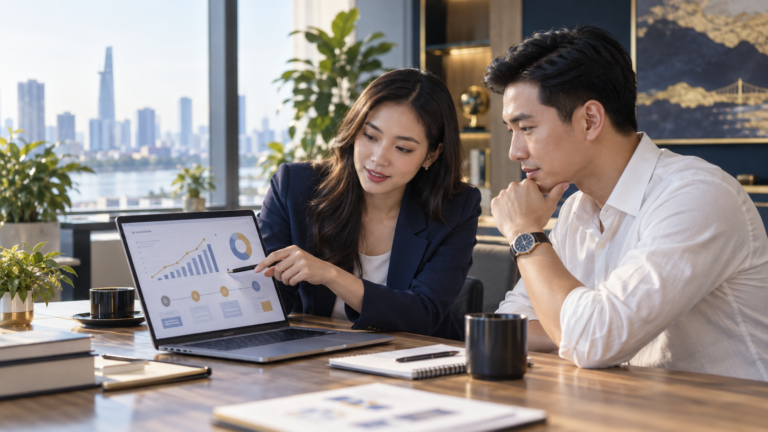 Doanh nghiệp trao đổi lộ trình và ngân sách dịch vụ SEO tổng thể