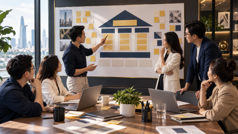 Nhóm marketing xây dựng kiến trúc thông điệp thương hiệu