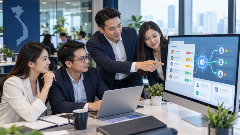 Đội sales sử dụng CRM để ưu tiên lead bằng AI Automation