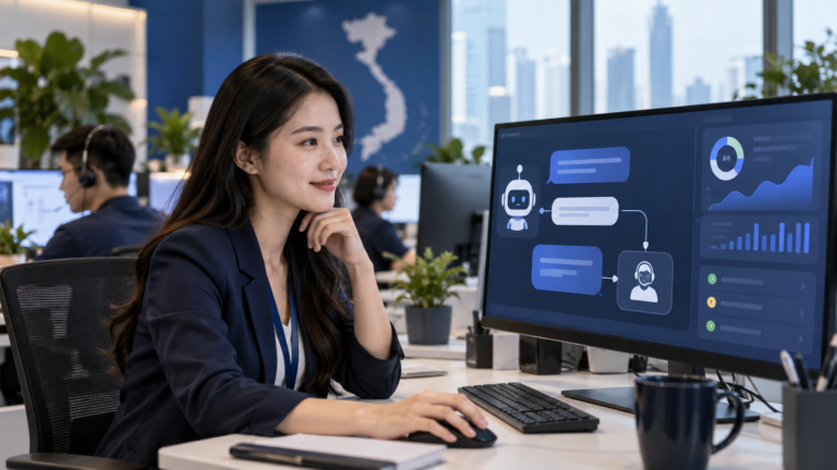 Đội ngũ chăm sóc khách hàng kiểm soát chatbot AI trong doanh nghiệp