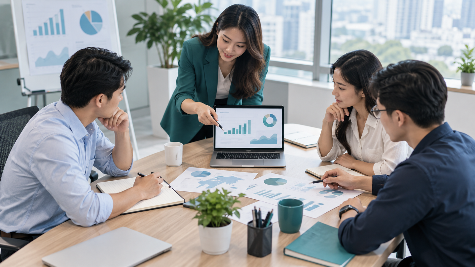 Nhóm marketing họp và biến dữ liệu thành quyết định ngân sách