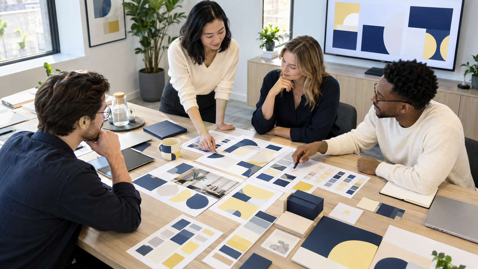 Nhóm marketing rà soát Brand Guidelines và trải nghiệm thương hiệu