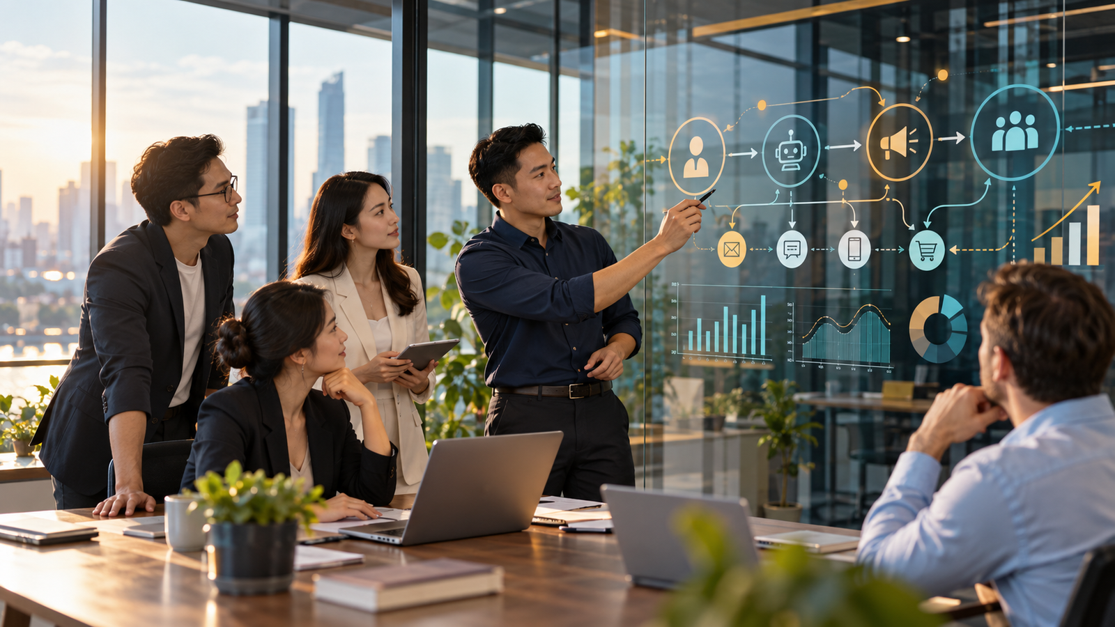 Đội ngũ marketing vận hành workflow AI trong phòng chiến lược