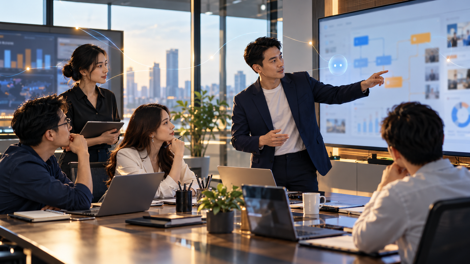 Đội ngũ marketing phối hợp với AI trong quy trình doanh nghiệp