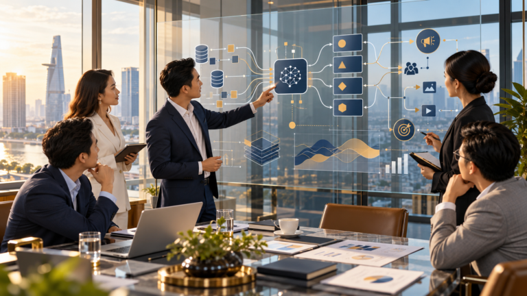 AI model selection and marketing workflow strategy room