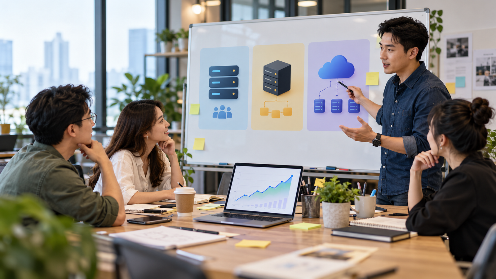 Đội ngũ doanh nghiệp so sánh shared hosting VPS và cloud hosting