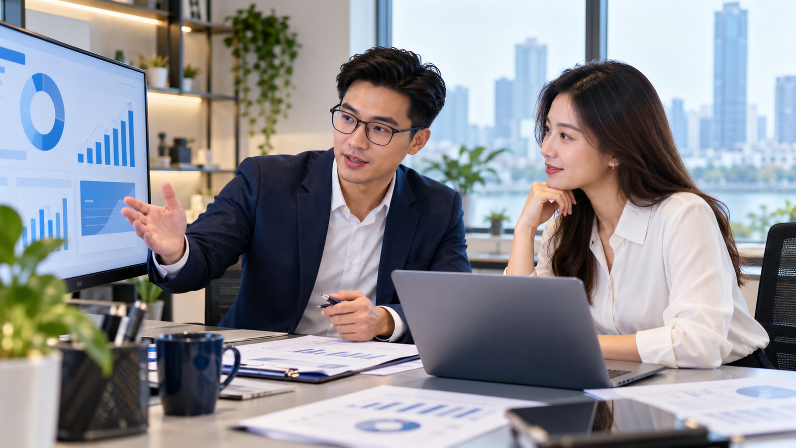 Chủ doanh nghiệp trao đổi với chuyên gia về thuê chạy quảng cáo Facebook