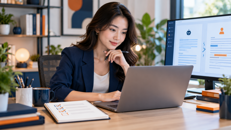 Chuyên gia kiểm duyệt nội dung AI tại bàn làm việc